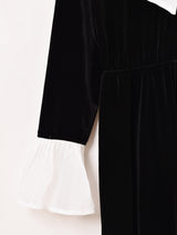 Meridian リボンタイ ベロア 長袖ワンピース