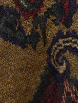 総柄 乗馬&ペイズリー Vネック カーディガン