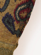 総柄 乗馬&ペイズリー Vネック カーディガン