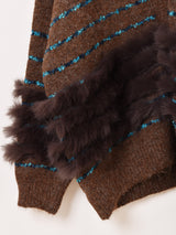 【2色展開】Meridian ラインデザイン ファー カーディガン