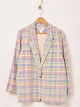 チェック柄 パステル テーラードジャケット