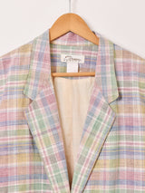 チェック柄 パステル テーラードジャケット