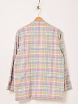 チェック柄 パステル テーラードジャケット