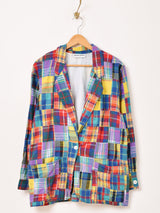 アメリカ製 チェック柄 マルチカラー テーラードジャケット