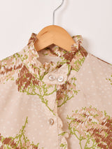 花柄 長袖 フリルブラウス