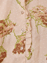 花柄 長袖 フリルブラウス