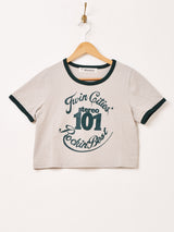 【4色展開】Elcamino クロップド プリント リンガーTシャツ