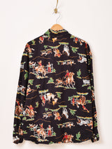 総柄 カウボーイ 長袖シャツ