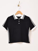 【3色展開】Meridian ラインデザイン 半袖 ポロセーター