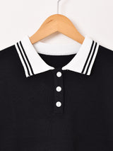 【3色展開】Meridian ラインデザイン 半袖 ポロセーター