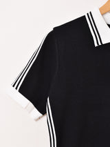 【3色展開】Meridian ラインデザイン 半袖 ポロセーター