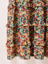 【3色展開】Meridian 花柄 シアー フリル ノースリーブワンピース