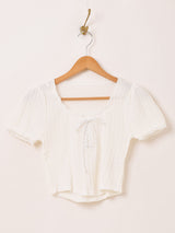 【3色展開】Meridian レースアップ 半袖 トップス