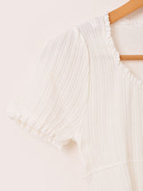 【3色展開】Meridian レースアップ 半袖 トップス