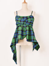 【3色展開】Meridian チェック柄 アシンメトリー キャミソール