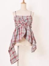【3色展開】Meridian チェック柄 アシンメトリー キャミソール