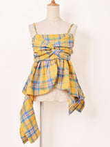 【3色展開】Meridian チェック柄 アシンメトリー キャミソール