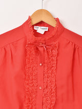 アメリカ製 長袖 フリルブラウス