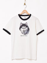 プリント リンガーTシャツ シベリアンハスキー