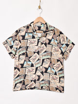 Emerald Motel 総柄 半袖 オープンカラーシャツ
