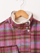 【2色展開】Meridian チェック柄 フェイクファー ブルゾン