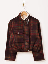 【2色展開】Meridian チェック柄 フェイクファー ブルゾン