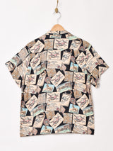 Emerald Motel 総柄 半袖 オープンカラーシャツ