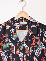 Emerald Motel バーベキュー柄 半袖 オープンカラーシャツ