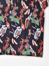 Emerald Motel バーベキュー柄 半袖 オープンカラーシャツ