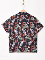 Emerald Motel バーベキュー柄 半袖 オープンカラーシャツ