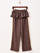 【2色展開】Meridian チェック柄 レイヤードフリル ロングパンツ