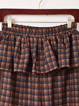 【2色展開】Meridian チェック柄 レイヤードフリル ロングパンツ