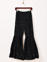 Meridian 小花柄 ベロア フリルヘム ロングパンツ