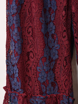 Meridian 2カラーレース フリルヘム ロングパンツ