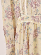 70's Made in USA "GUNNE SAX" レース 花柄 長袖ワンピース
