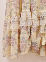 70's Made in USA "GUNNE SAX" レース 花柄 長袖ワンピース