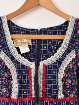70's Made in USA "GUNNE SAX" レース 小花柄 長袖ワンピース
