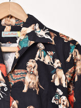 Emerald Motel アニマル柄 長袖 オープンカラーシャツ