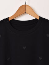 【2色展開】Meridian ハート 刺繍 Tシャツ