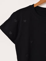 【2色展開】Meridian ハート 刺繍 Tシャツ