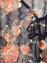 【3色展開】Meridian 花柄 チュール ラッフルスリーブ 長袖ブラウス