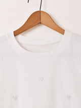 【2色展開】Meridian ハート 刺繍 Tシャツ