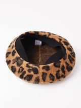 【2色展開】レオパード柄 ニットベレー