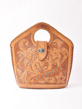 型押し レザーハンドバック