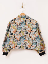 【2色展開】Meridian アニマル ゴブラン織り ショートジャケット 猫柄