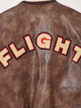 【2色展開】Meridian パッチ刺繍 フェイクレザー スタジアムジャケット