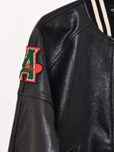 【2色展開】Meridian パッチ刺繍 フェイクレザー スタジアムジャケット