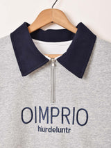 【2色展開】 襟付き ハーフジップ スウェットシャツ「OIMPRIO」