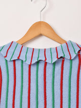 【2色展開】Meridian ストライプ 襟付き セーター