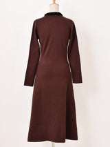 【2色展開】Meridian チャイナボタン ファー 長袖ニットワンピース